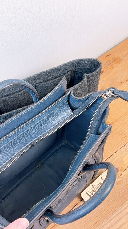 Celine Dark Blue Calfskin Nano Luggage (SHW)