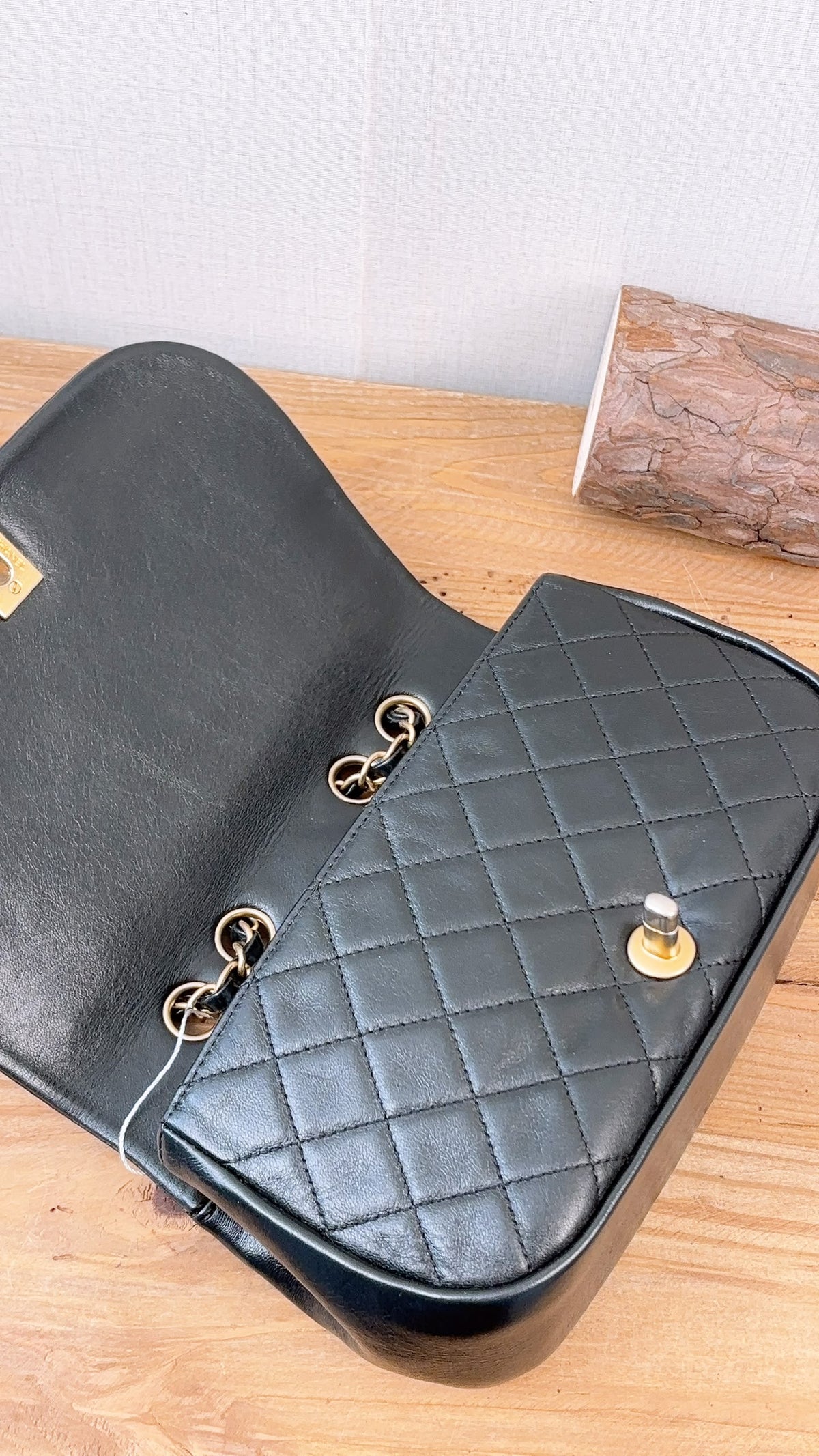 Chanel Black x Navy Lambskin Braided Saddle Flap (GHW)