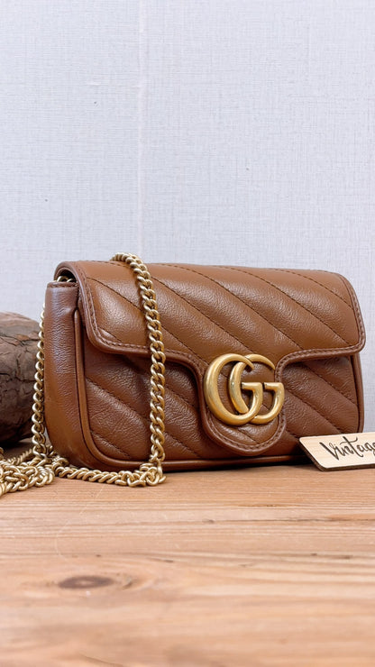 Gucci Brown Supermini Marmont (GHW)