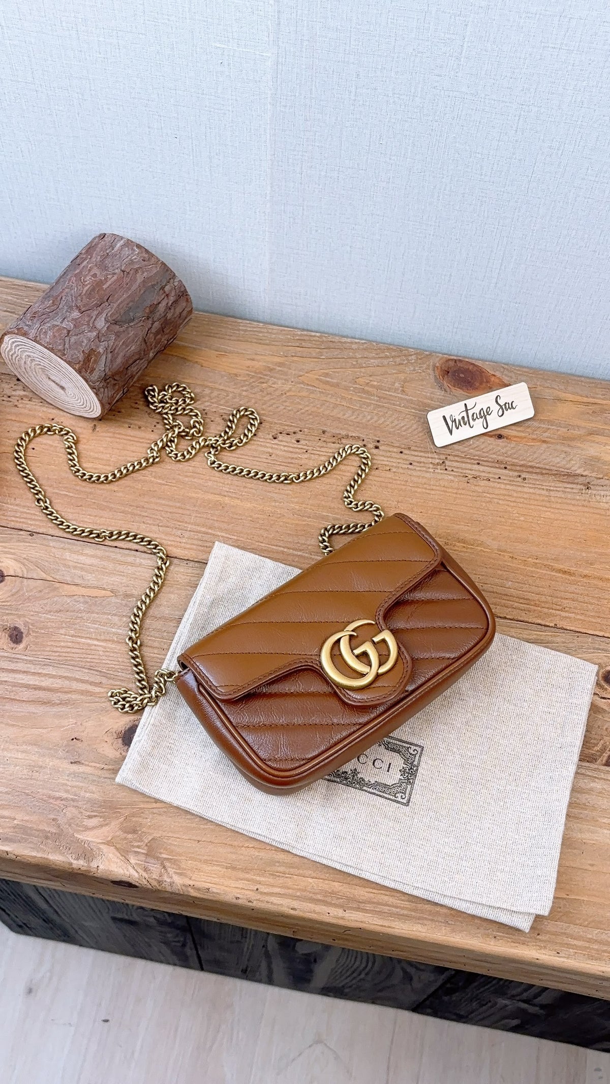 Gucci Brown Supermini Marmont (GHW)