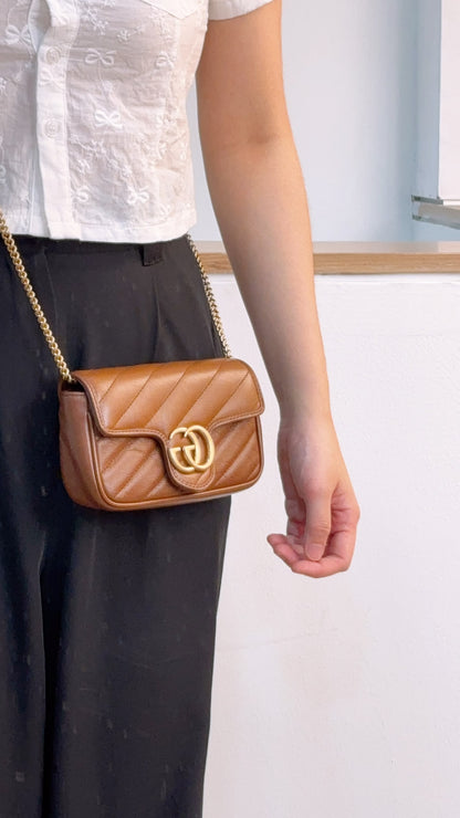 Gucci Brown Supermini Marmont (GHW)
