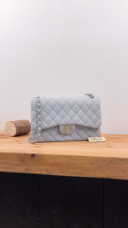 Chanel Blue Matte Caviar Classic Jumbo CF (SHW)