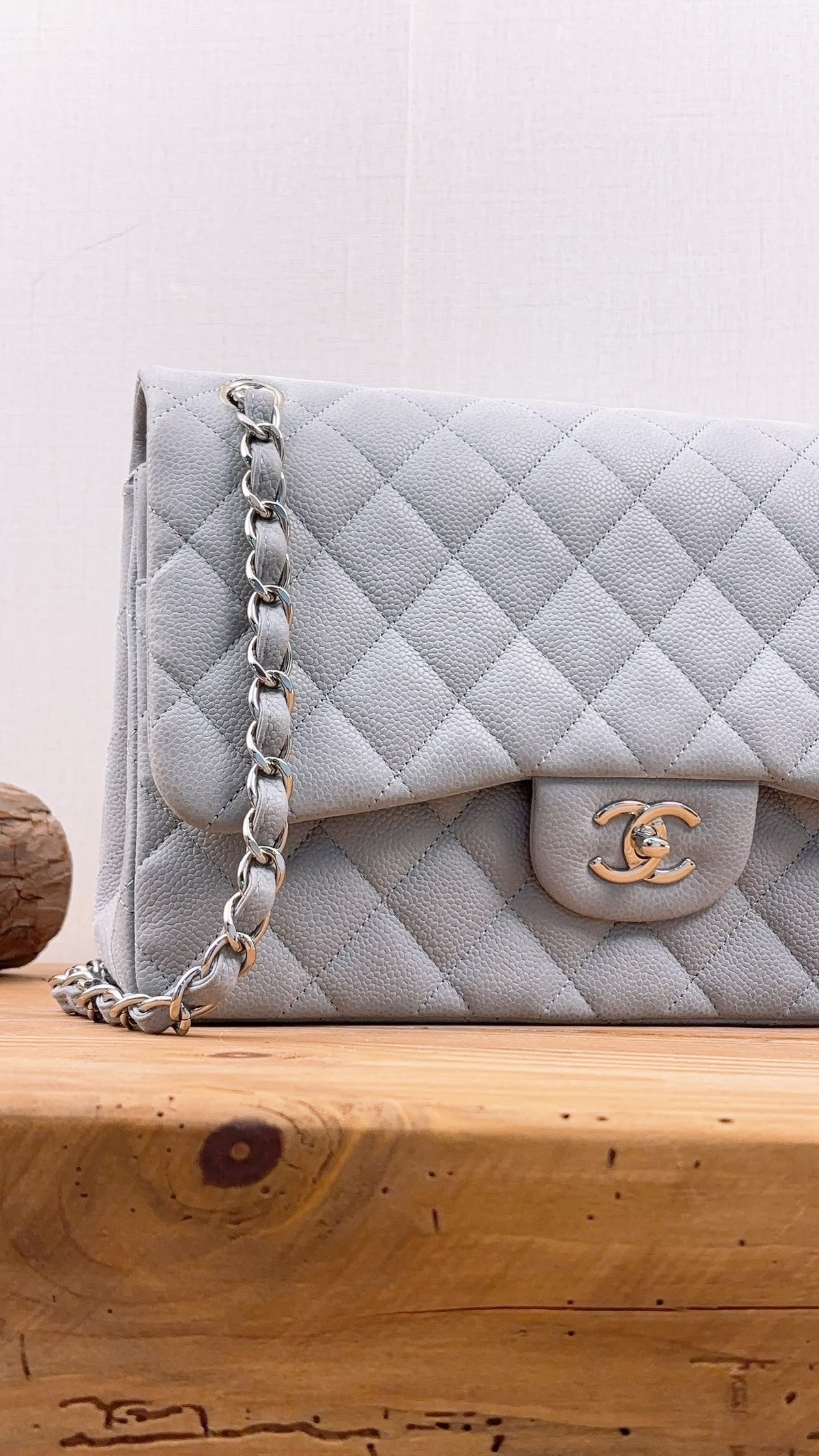 Chanel Blue Matte Caviar Classic Jumbo CF (SHW)