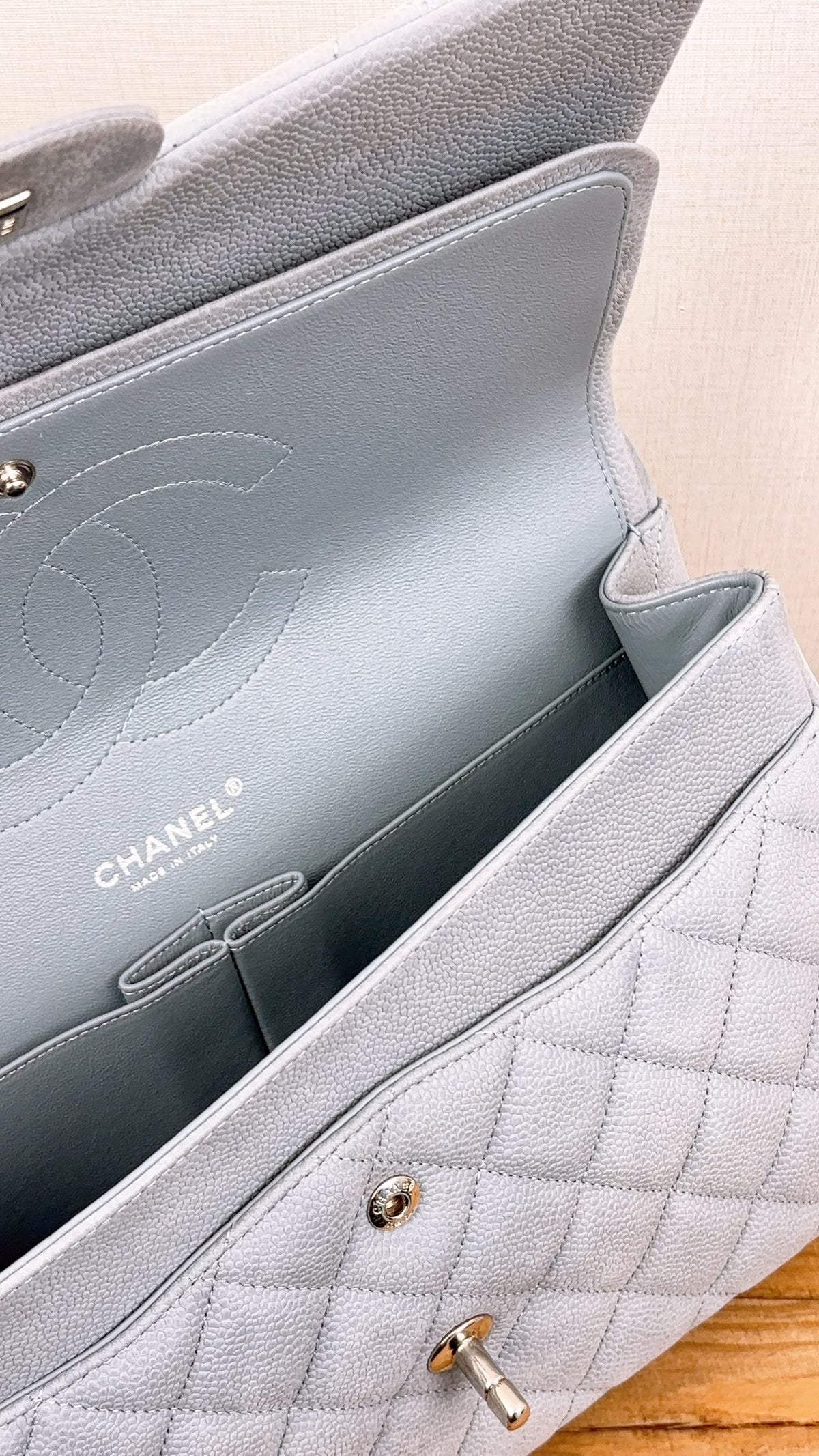 Chanel Blue Matte Caviar Classic Jumbo CF (SHW)