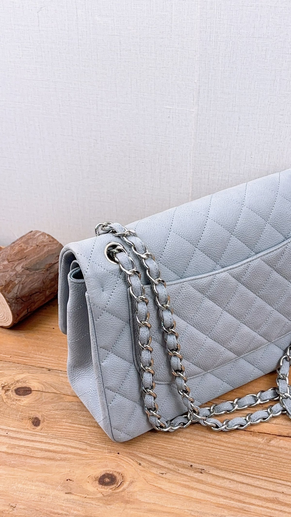 Chanel Blue Matte Caviar Classic Jumbo CF (SHW)