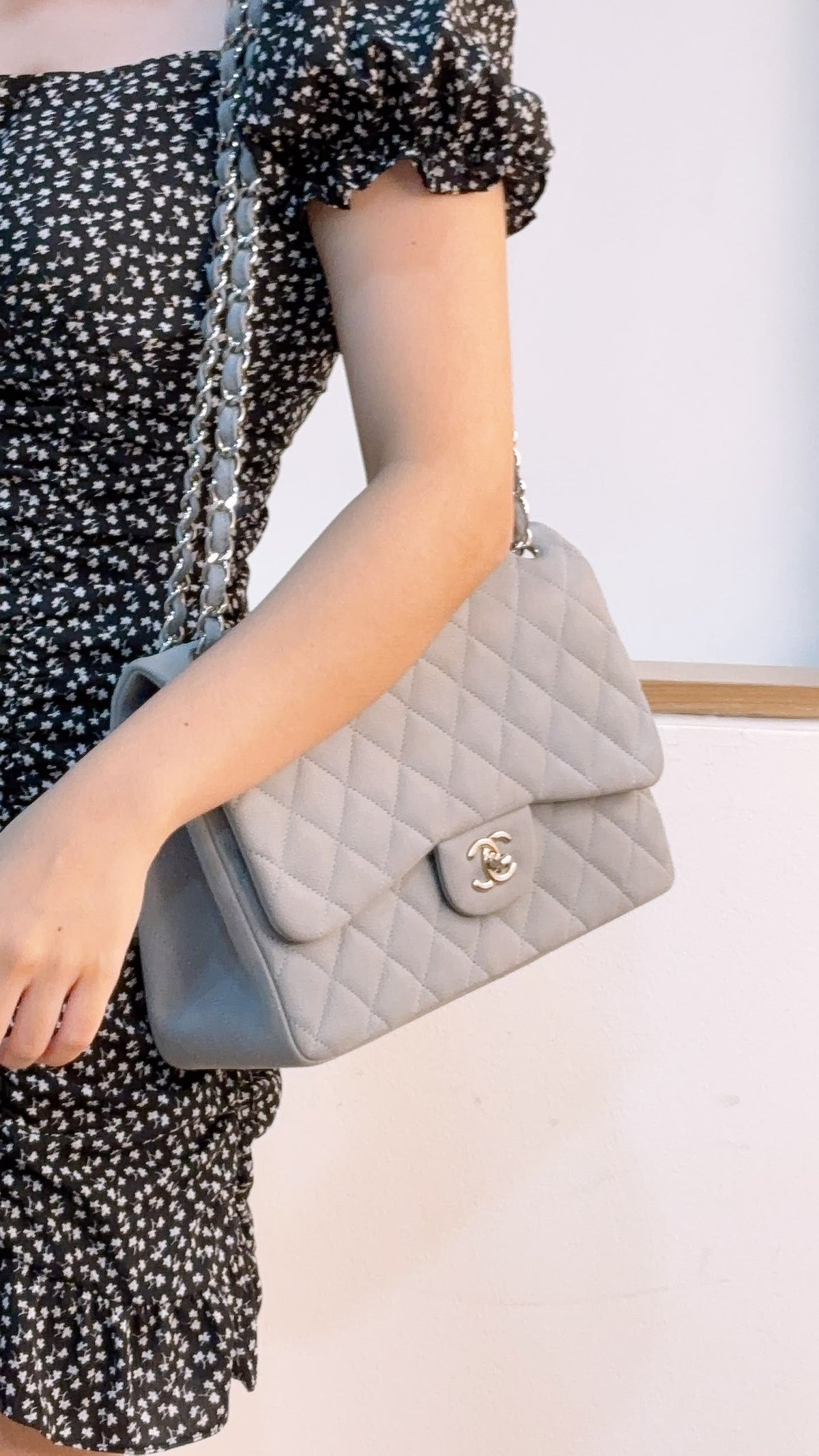 Chanel Blue Matte Caviar Classic Jumbo CF (SHW)