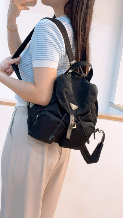 Prada Black Tessuto Small Nylon Backpack