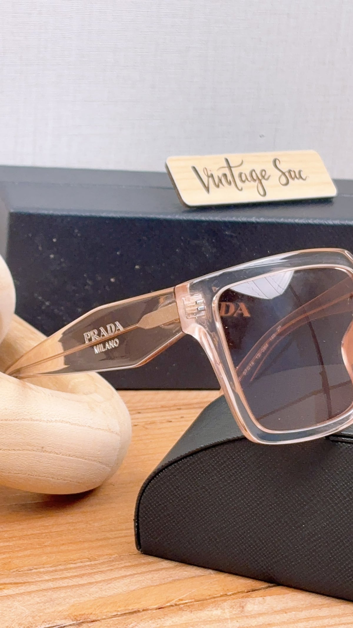 Prada Pink Translucent SPR24Z-F Square Sunglass