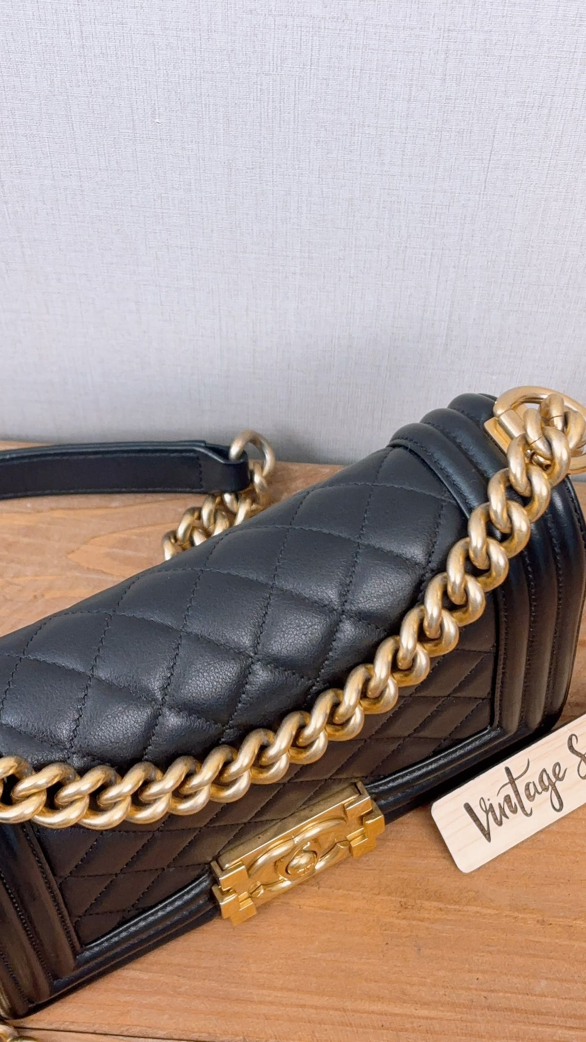Chanel Black Lambskin Small Boy (GHW)