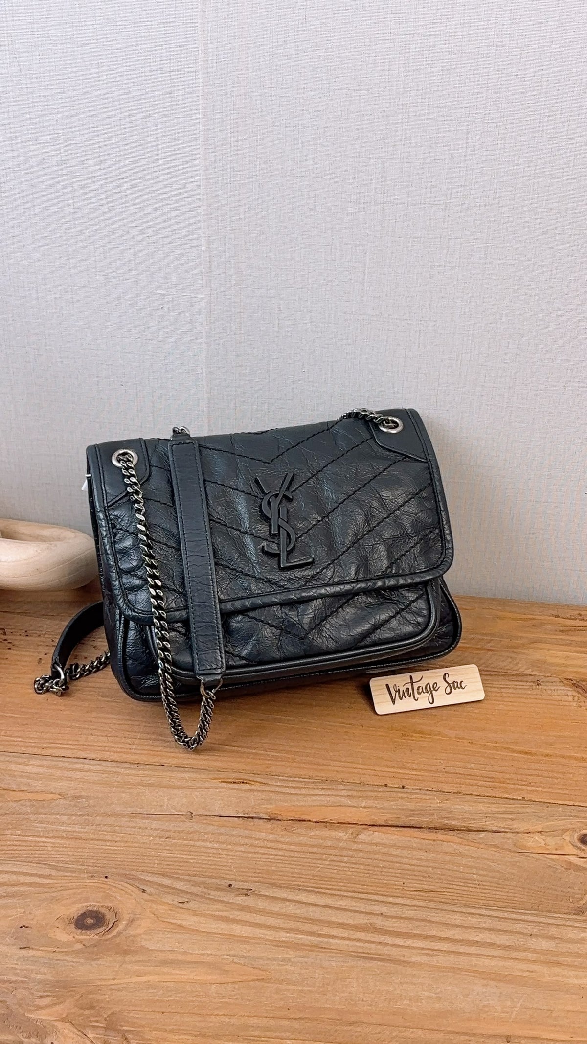 YSL Black Calfskin Baby Niki (RHW)
