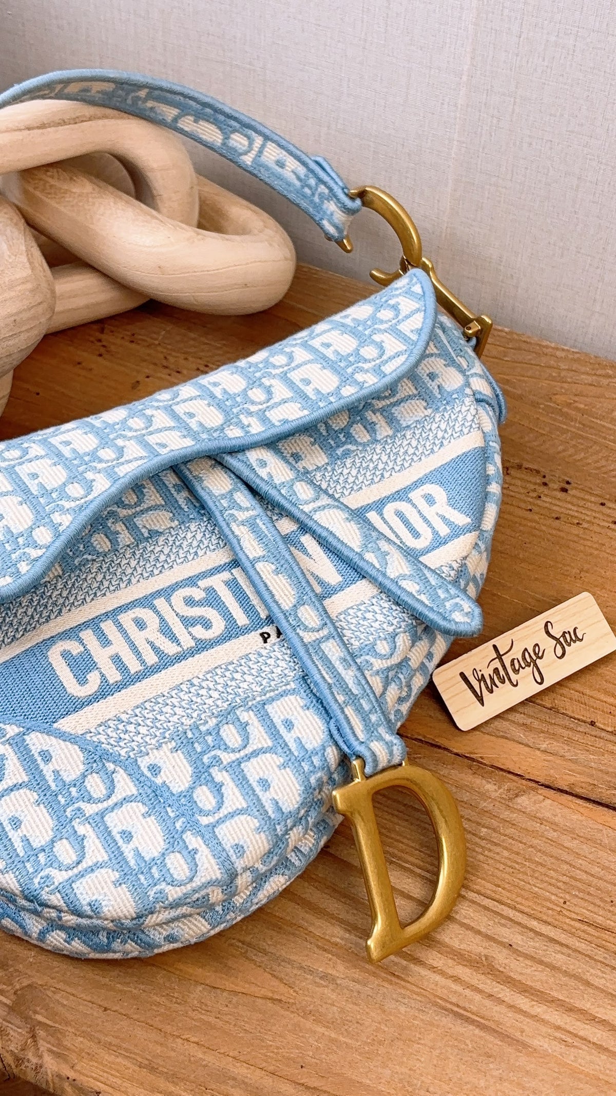 Dior Cornflower Blue Embroidered Saddle Bag