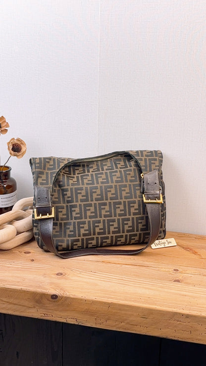Fendi Brown Zucca Canvas Shoulder Hobo Bag
