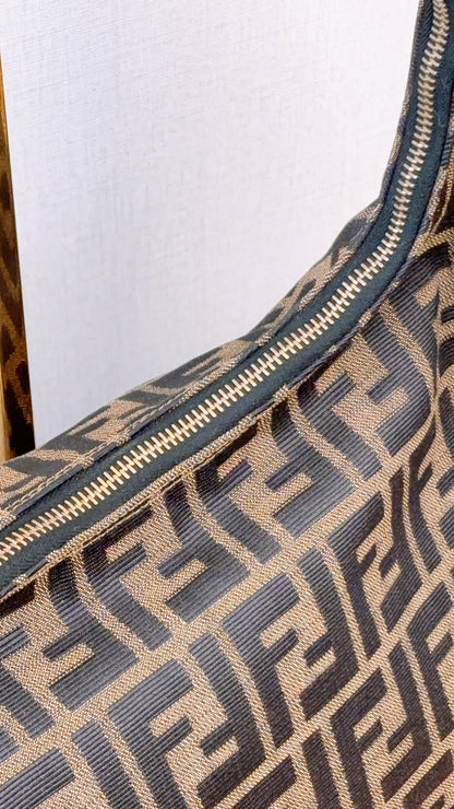 Fendi Brown Zucca Canvas Shoulder Hobo Bag