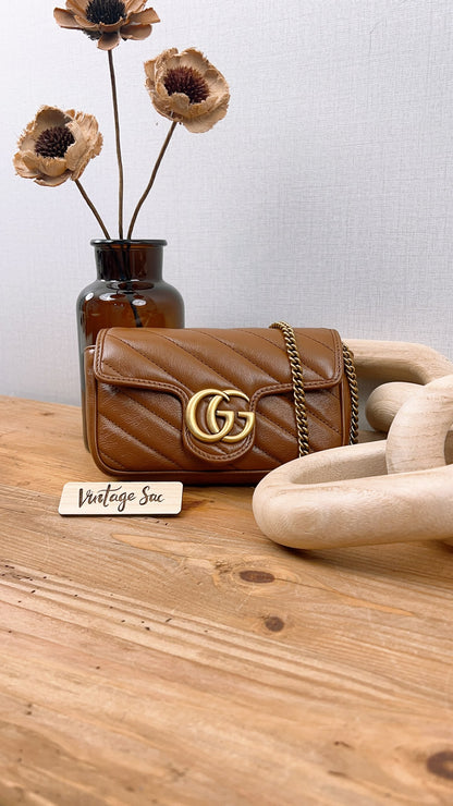 Gucci Brown Supermini Marmont (GHW)