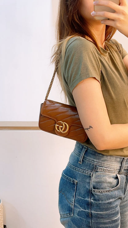 Gucci Brown Supermini Marmont (GHW)