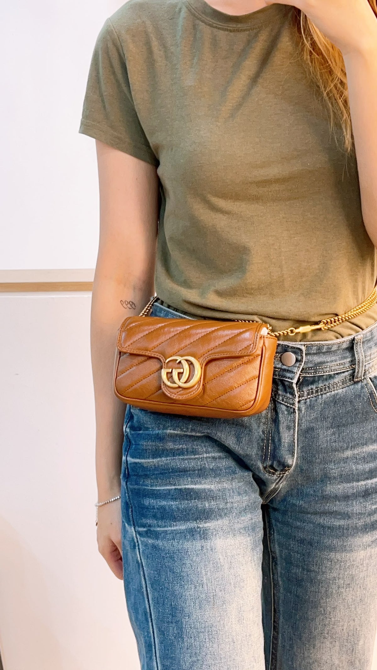 Gucci Brown Supermini Marmont (GHW)