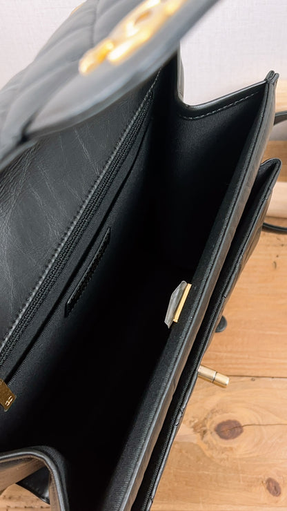 Chanel Black Calfskin 23S Double You Backpack