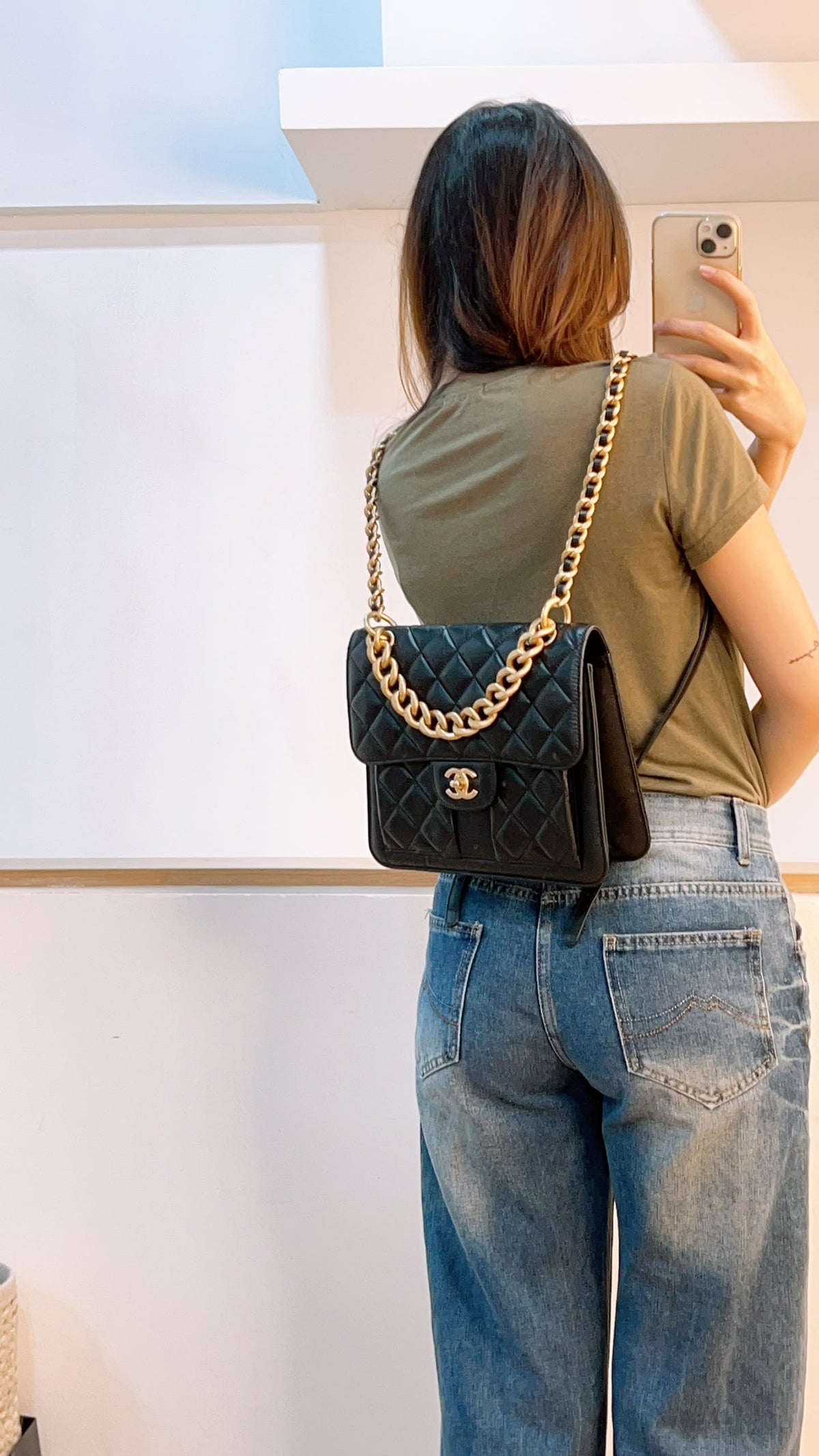 Chanel Black Calfskin 23S Double You Backpack