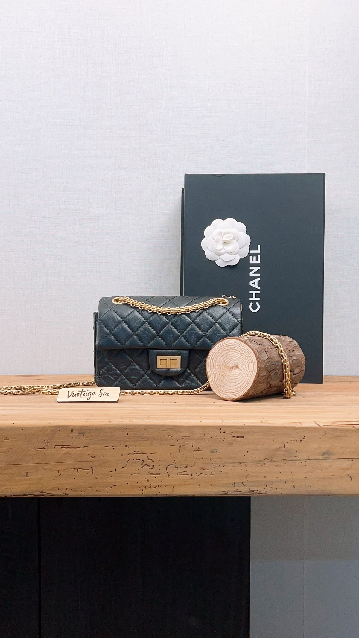 Chanel Black Aged Calfskin Mini 2.55 (GHW)
