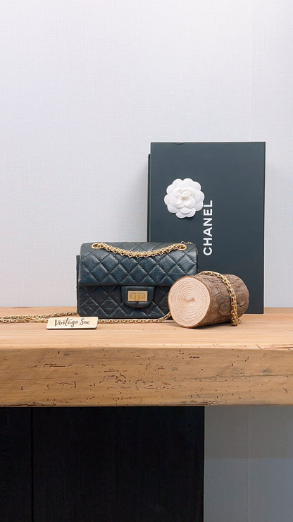 Chanel Black Aged Calfskin Mini 2.55 (GHW)