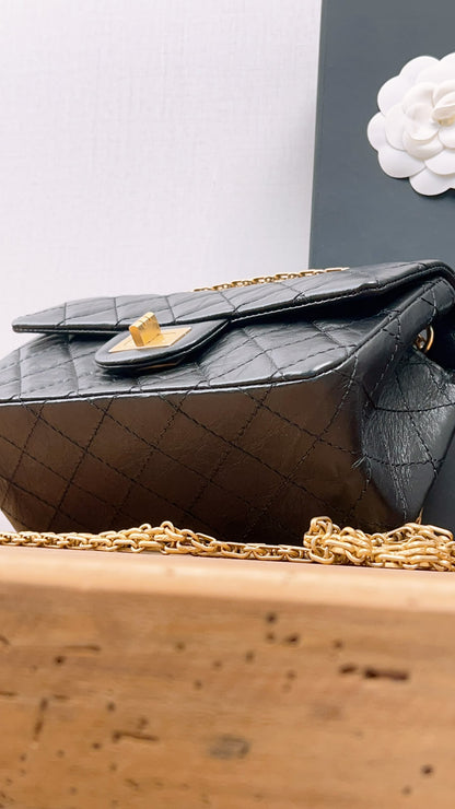 Chanel Black Aged Calfskin Mini 2.55 (GHW)