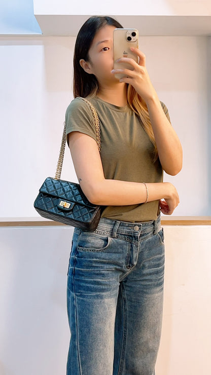 Chanel Black Aged Calfskin Mini 2.55 (GHW)