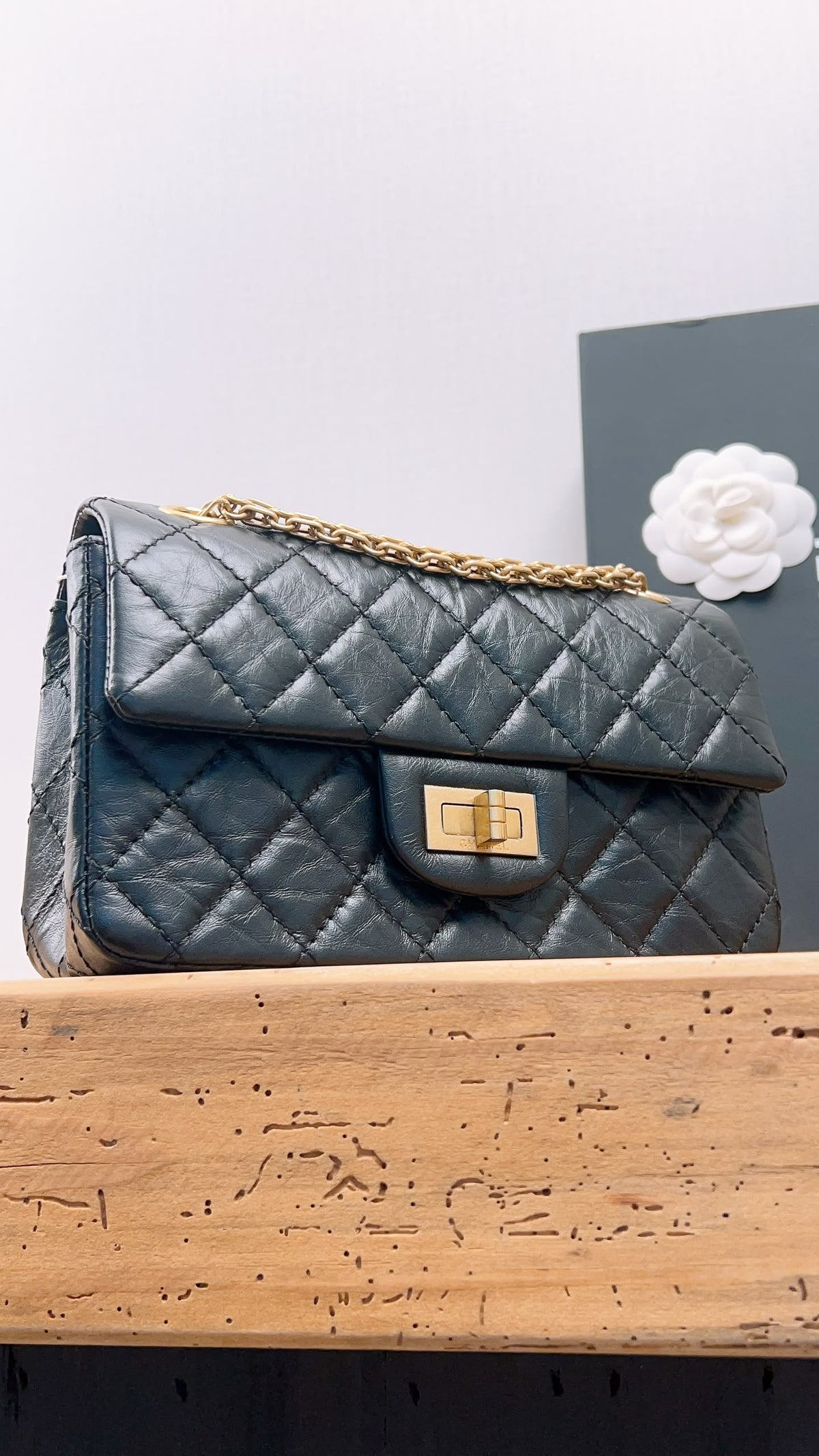Chanel Black Aged Calfskin Mini 2.55 (GHW)
