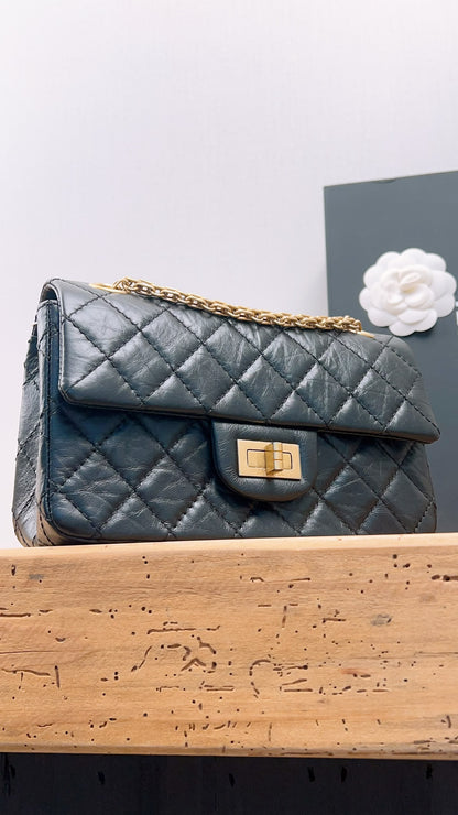 Chanel Black Aged Calfskin Mini 2.55 (GHW)