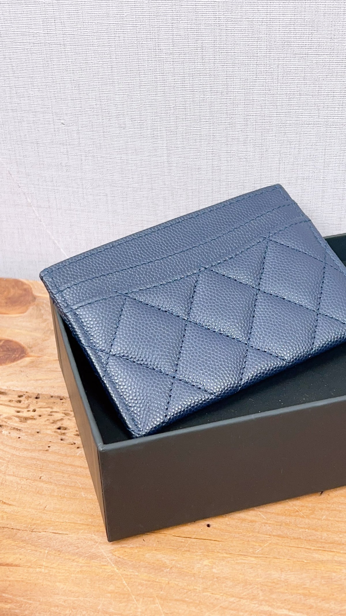 Chanel Navy Caviar Card Case (GHW)