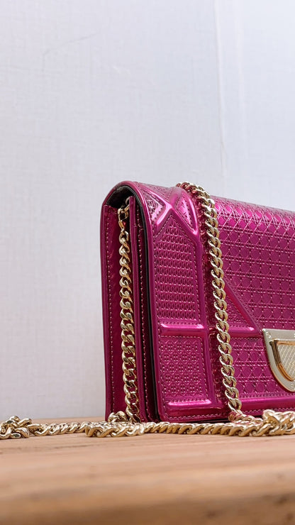 Dior Pink Metallic Calfskin Diorama WOC (GHW)