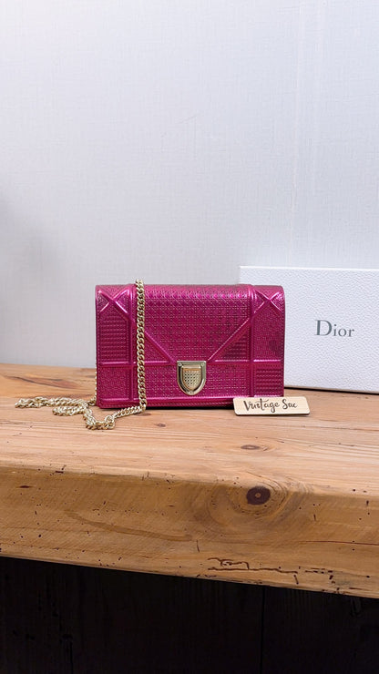 Dior Pink Metallic Calfskin Diorama WOC (GHW)