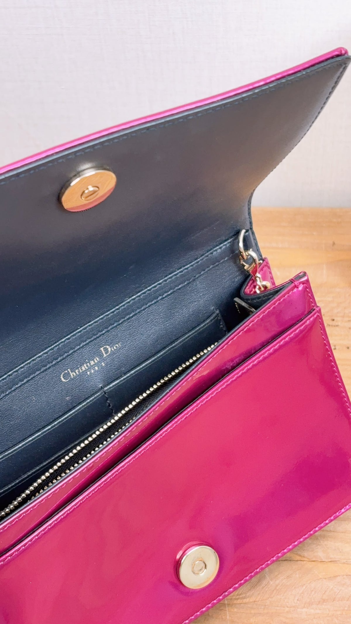 Dior Pink Metallic Calfskin Diorama WOC (GHW)