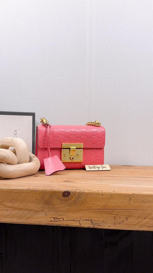 Gucci Pink Guccissima Small Padlock (GHW)