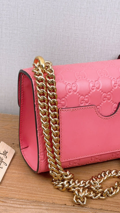 Gucci Pink Guccissima Small Padlock (GHW)