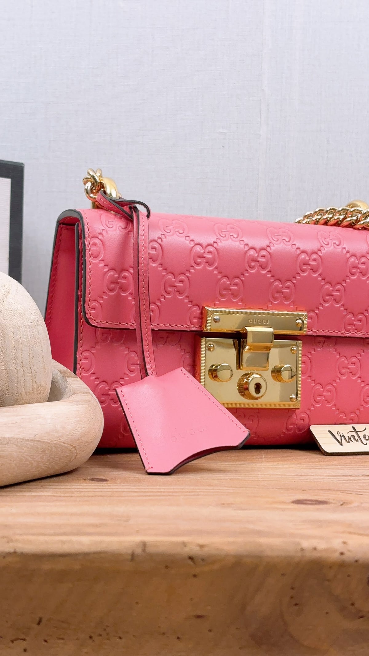 Gucci Pink Guccissima Small Padlock (GHW)