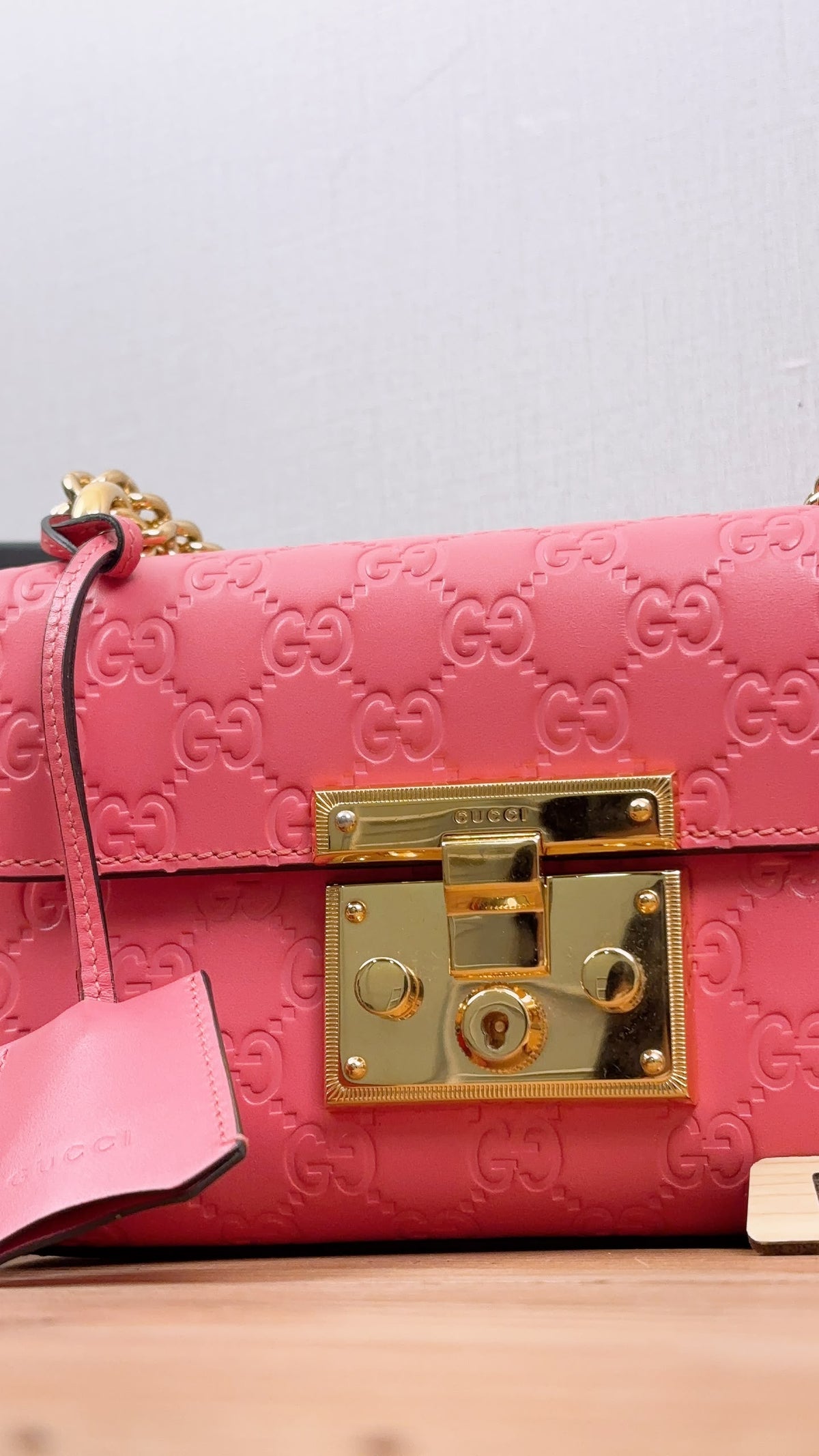Gucci Pink Guccissima Small Padlock (GHW)