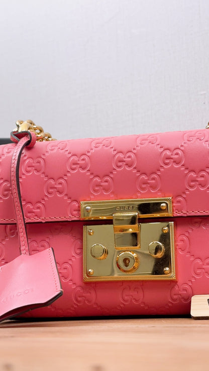 Gucci Pink Guccissima Small Padlock (GHW)