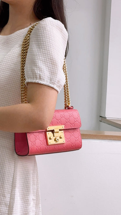 Gucci Pink Guccissima Small Padlock (GHW)