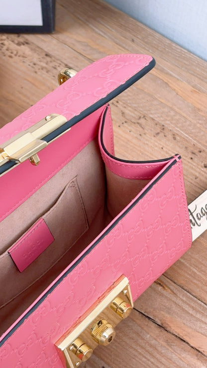 Gucci Pink Guccissima Small Padlock (GHW)