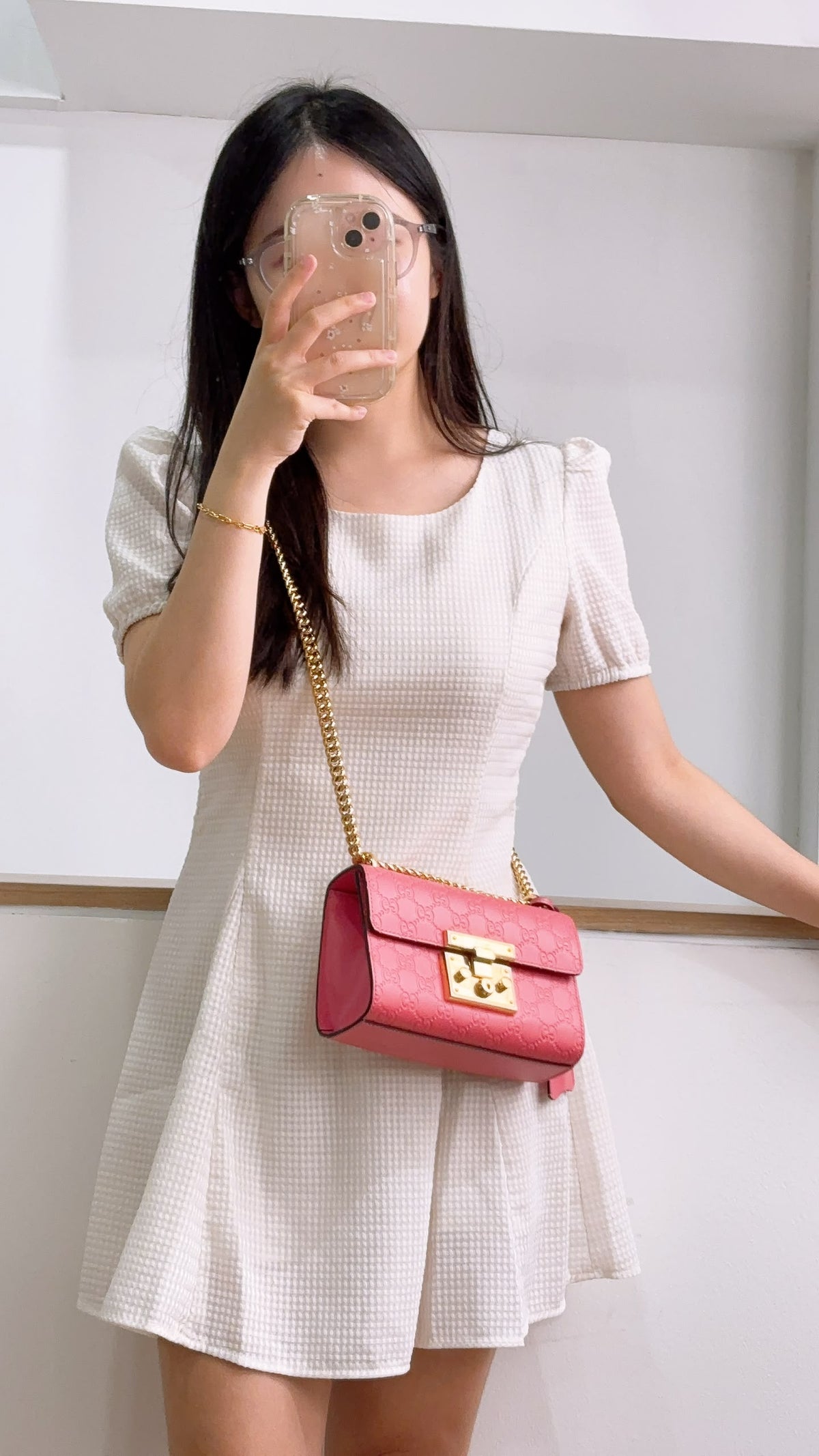 Gucci Pink Guccissima Small Padlock (GHW)