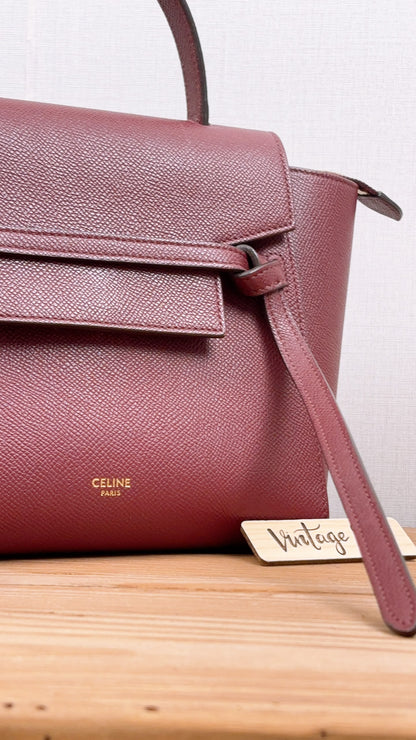 Celine Burgundy Calfskin Nano Belt Bag (GHW)