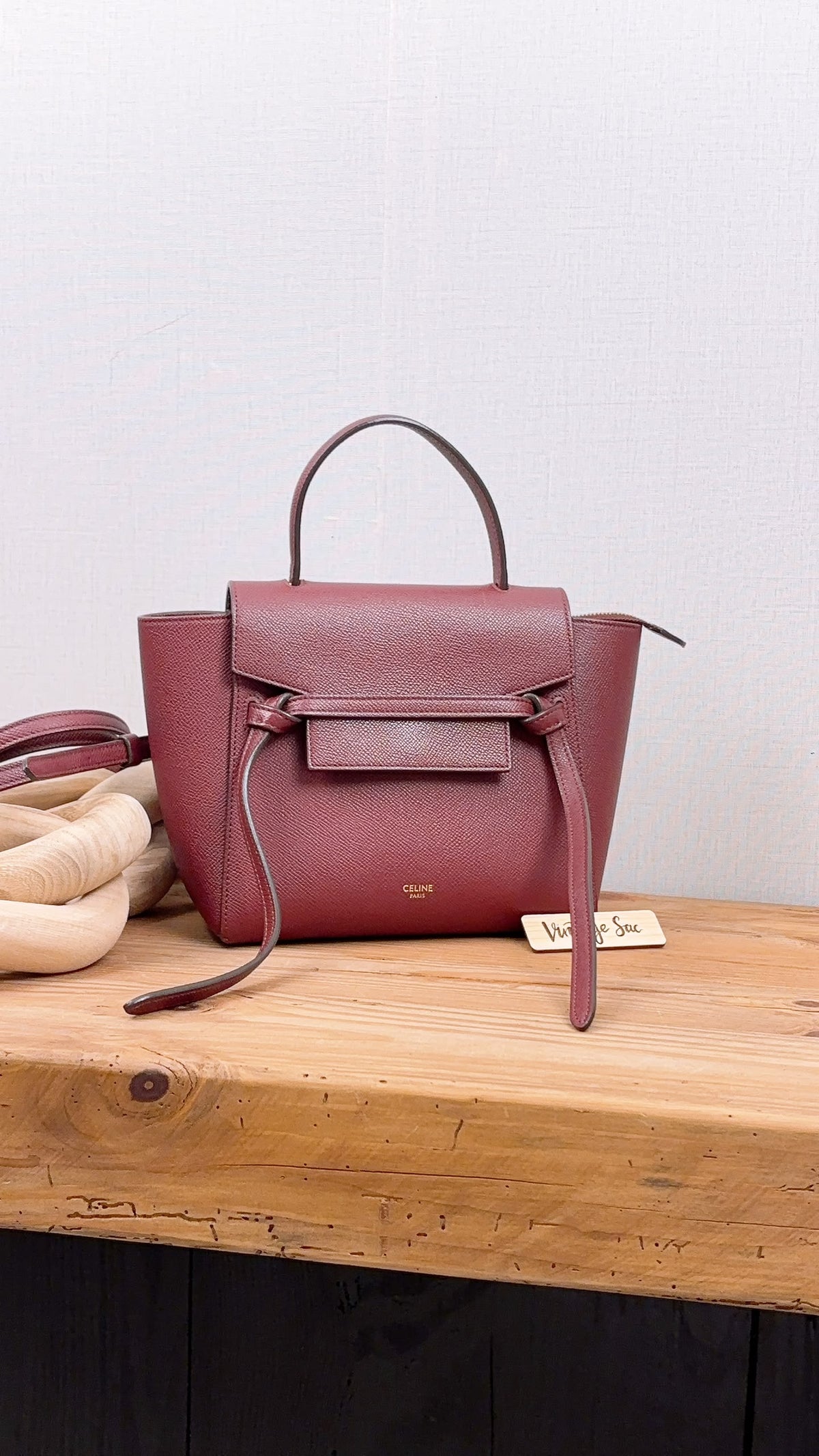 Celine Burgundy Calfskin Nano Belt Bag (GHW)