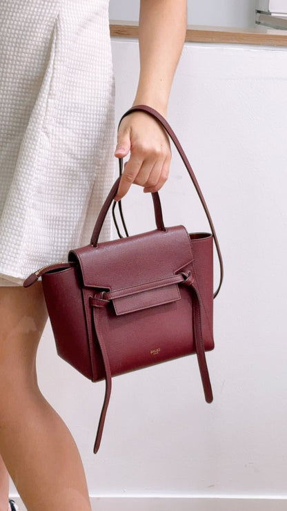 Celine Burgundy Calfskin Nano Belt Bag (GHW)