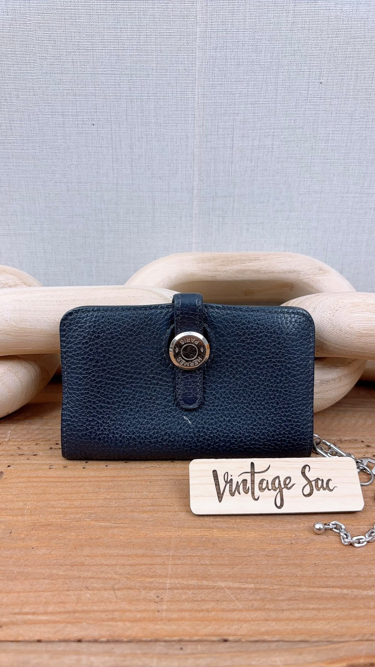 Hermes Dark Blue Dogon Card Case (PHW)