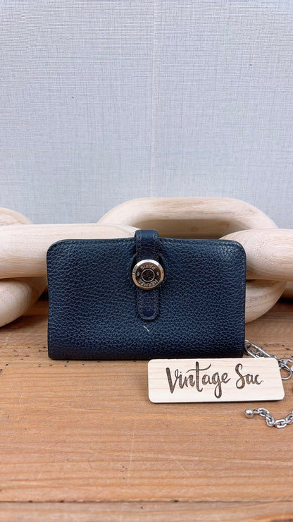 Hermes Dark Blue Dogon Card Case (PHW)