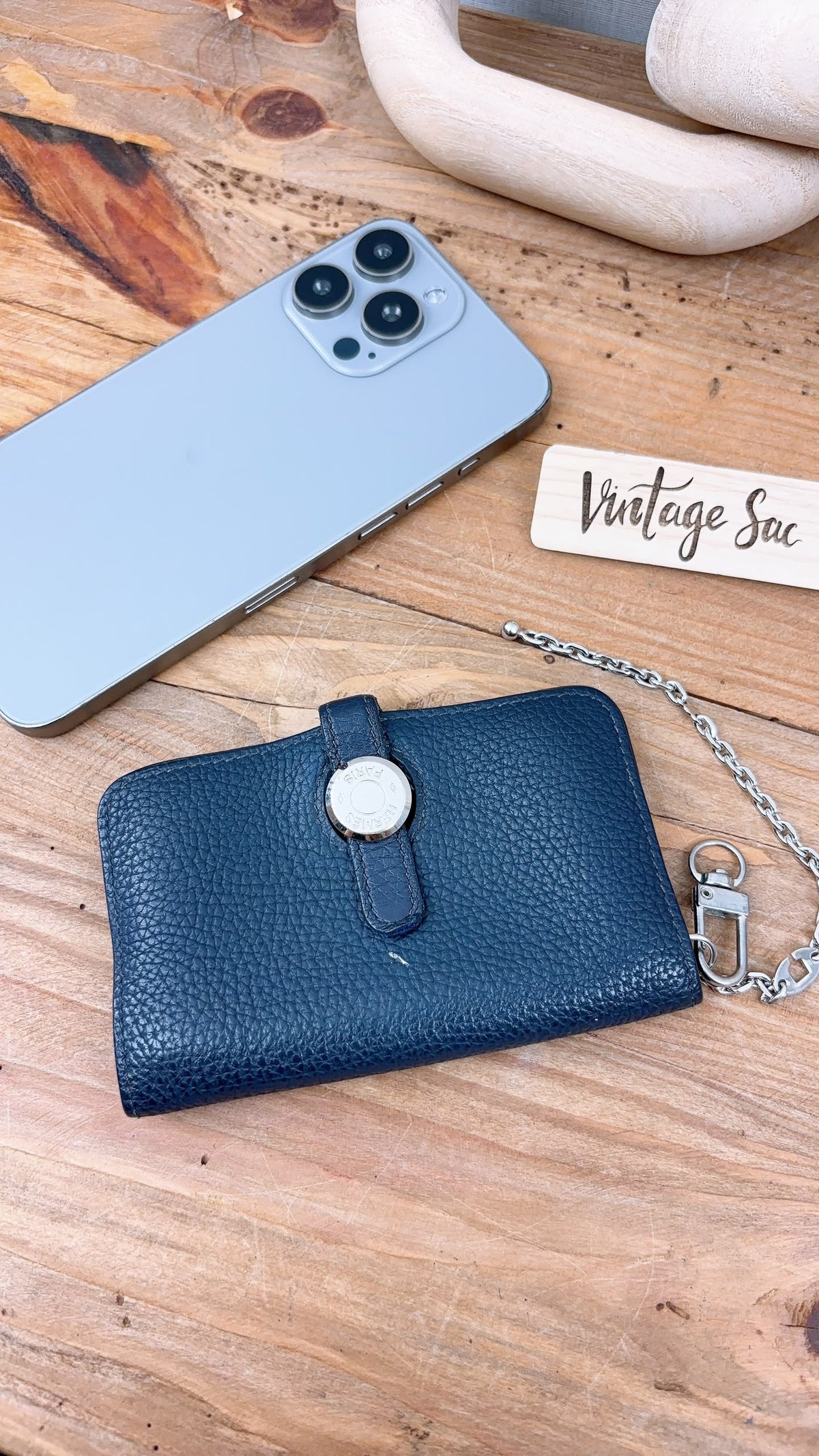 Hermes Dark Blue Dogon Card Case (PHW)