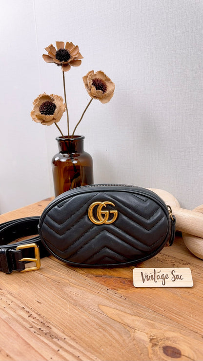 Gucci Black Marmont Oval Belt Bag