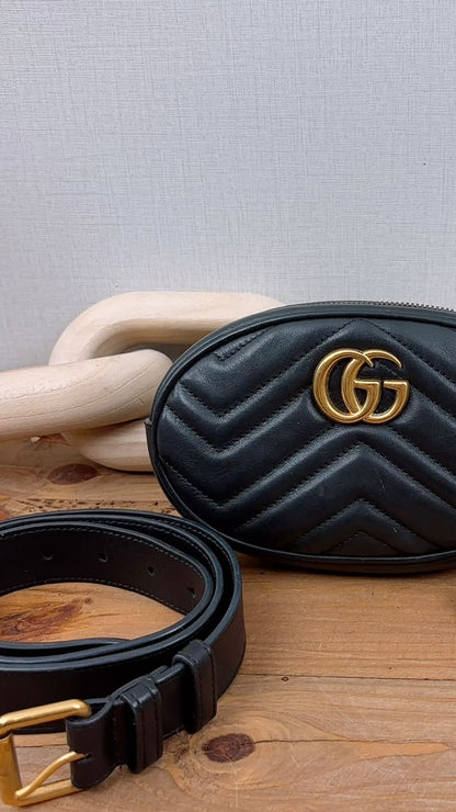 Gucci Black Marmont Oval Belt Bag