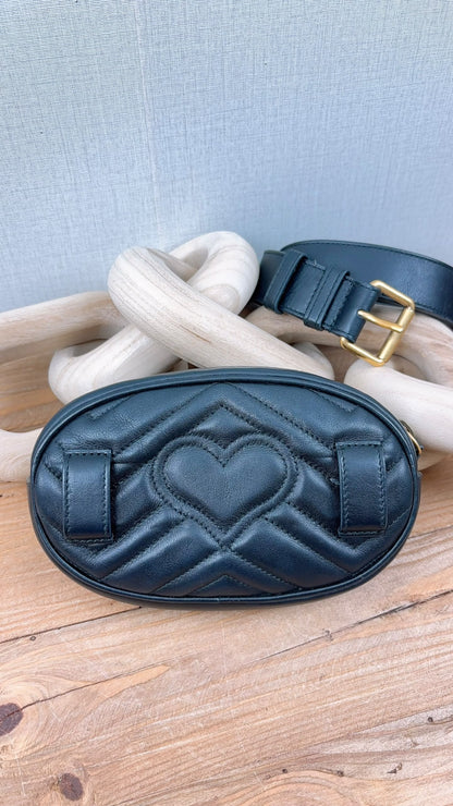 Gucci Black Marmont Oval Belt Bag