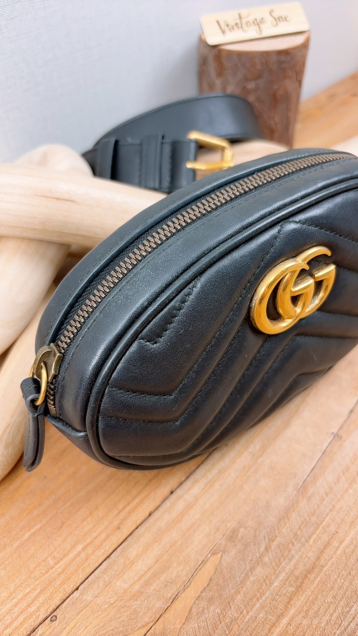 Gucci Black Marmont Oval Belt Bag